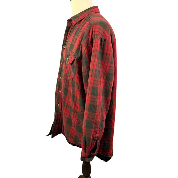 David Taylor Shirt Men's XLT Red Black Plaid Flannel Jacket Quilt Lined Trucker - Picture 3 of 6